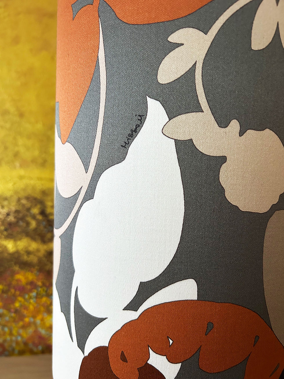 Miniatyrbilde: Vintage bordlampe i keramikk med Missoni-stoff