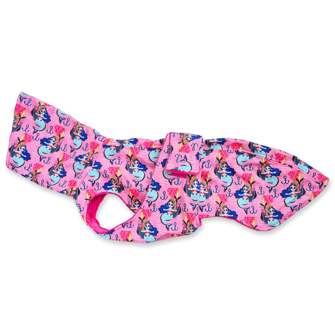 Mermaid Meltdown hondenjasje voor grote windhonden met roze zeemeerminprint