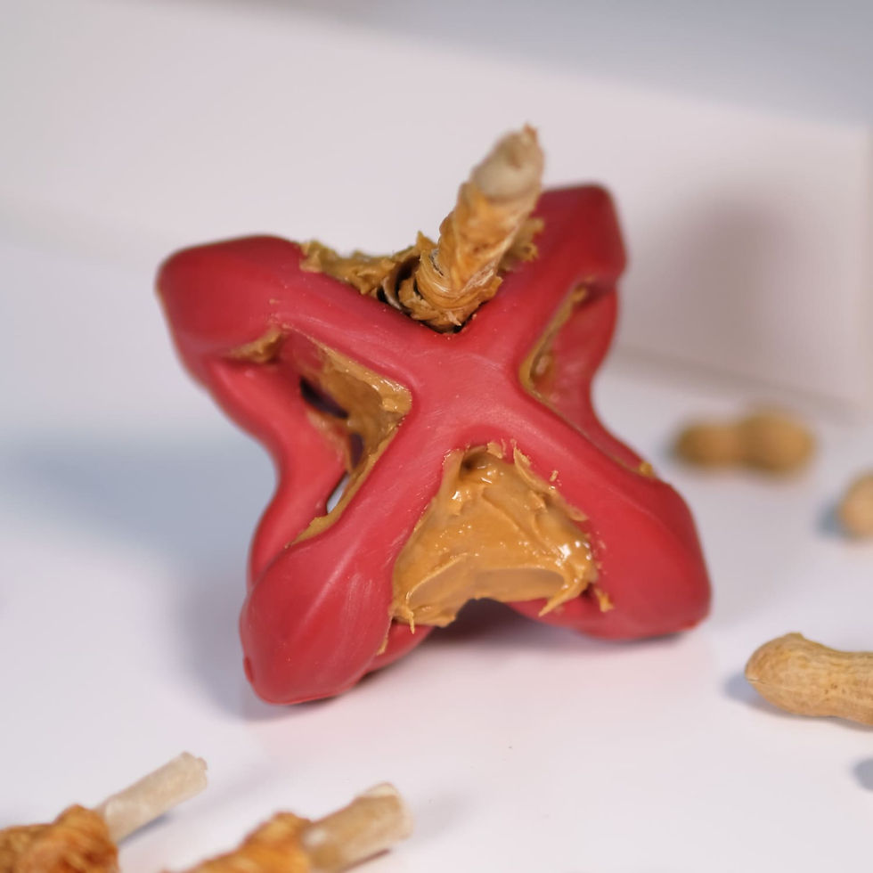 Thumbnail: Chewtastic AstroRolly rood hondenspeelgoed gevuld met hondensnacks