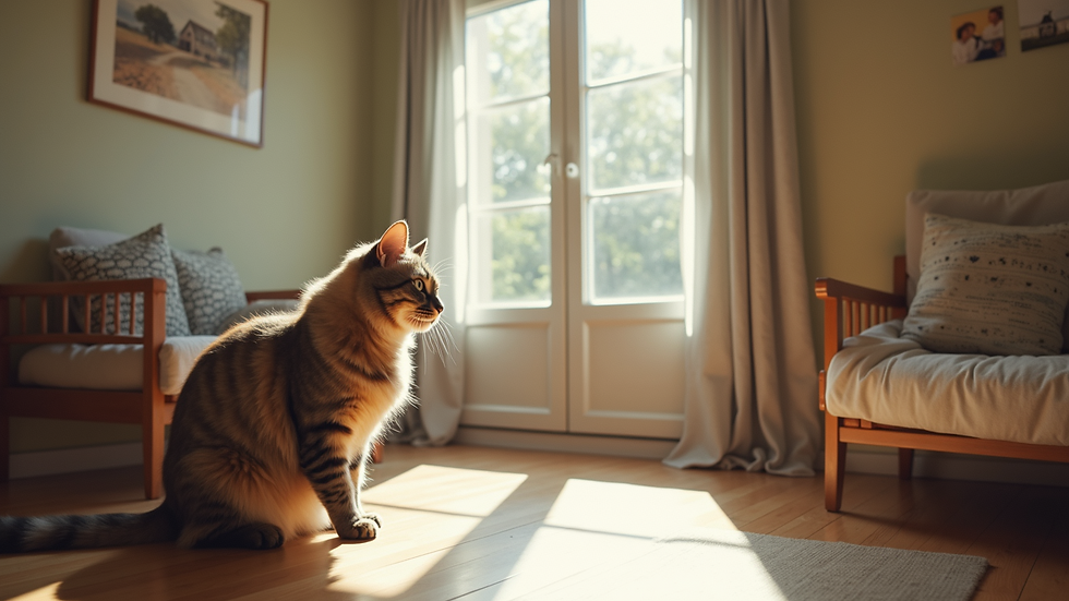 High angle view of a spacious indoor area designed for a Maine Coon cat