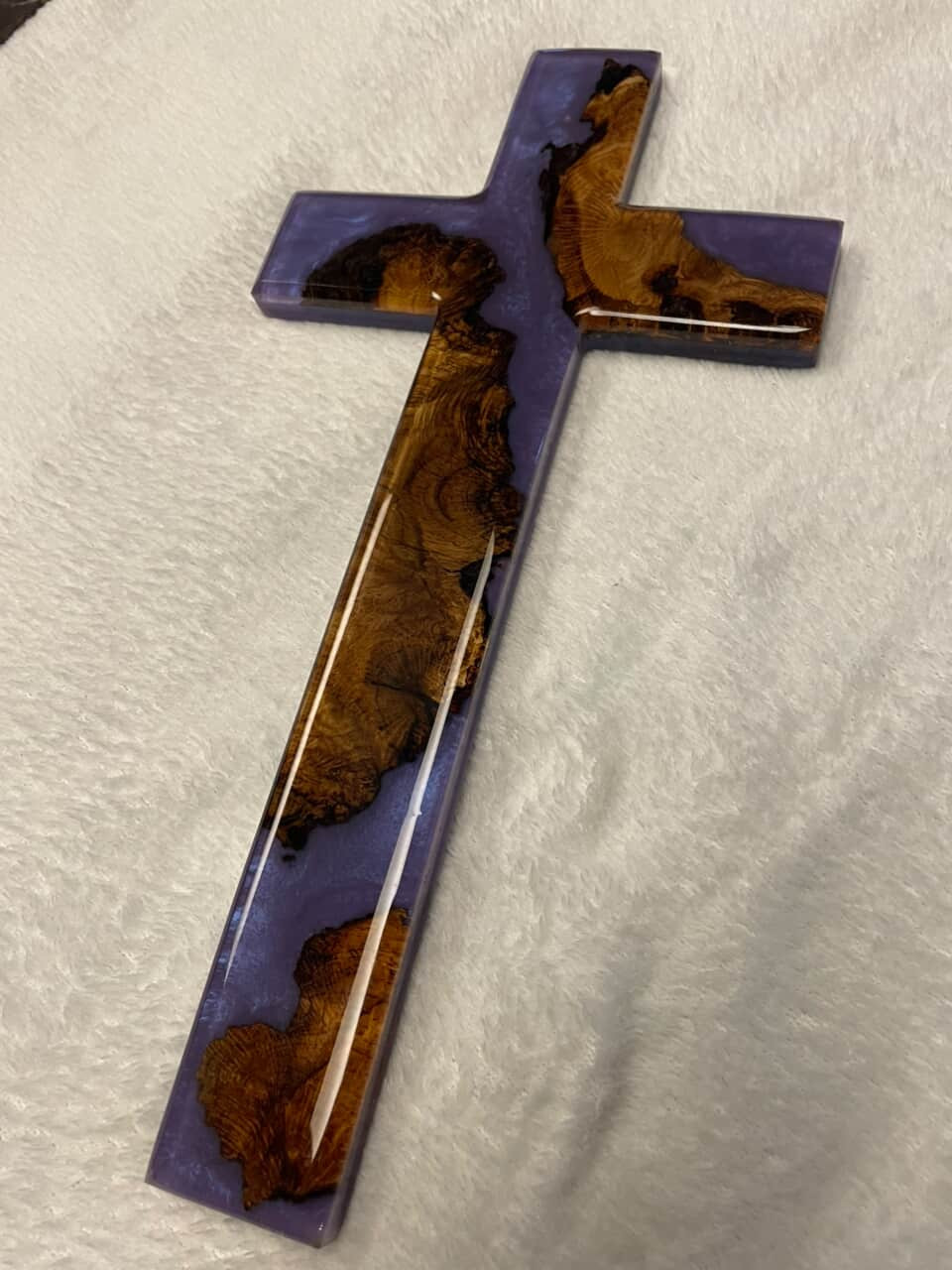 Thumbnail: Veteran-made epoxy wood cross wall decor by Soc Woodworks