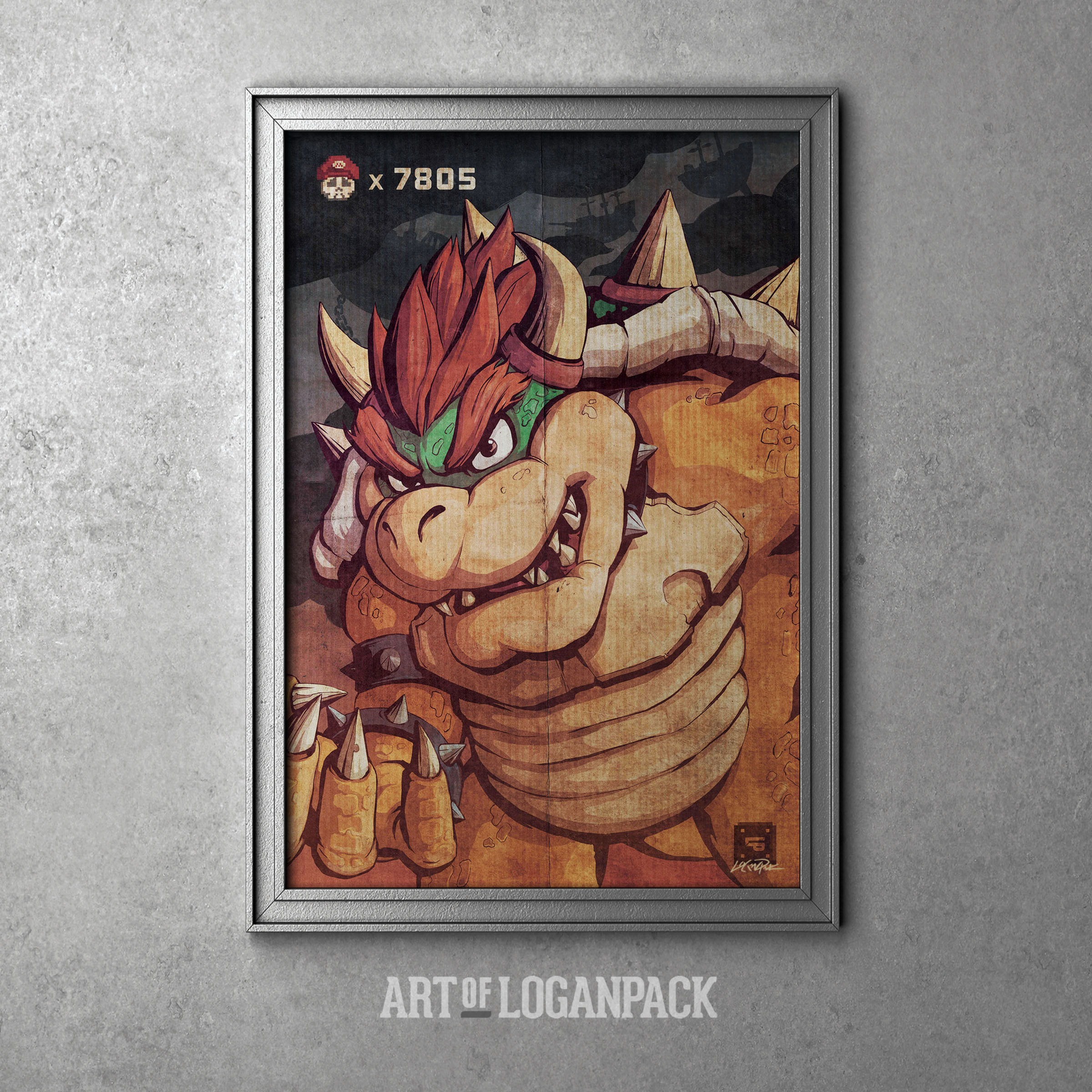 KING KOOPA | Bowser | Videogame | Original Hand-signed Art Print by Logan Pack