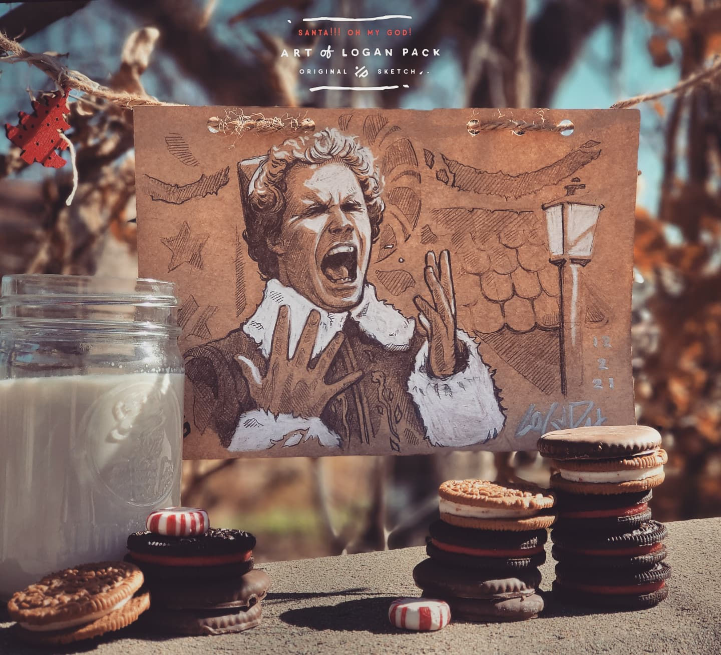 SANTA!!! OH MY GOD! | Original Hand-drawn sketch by Logan Pack