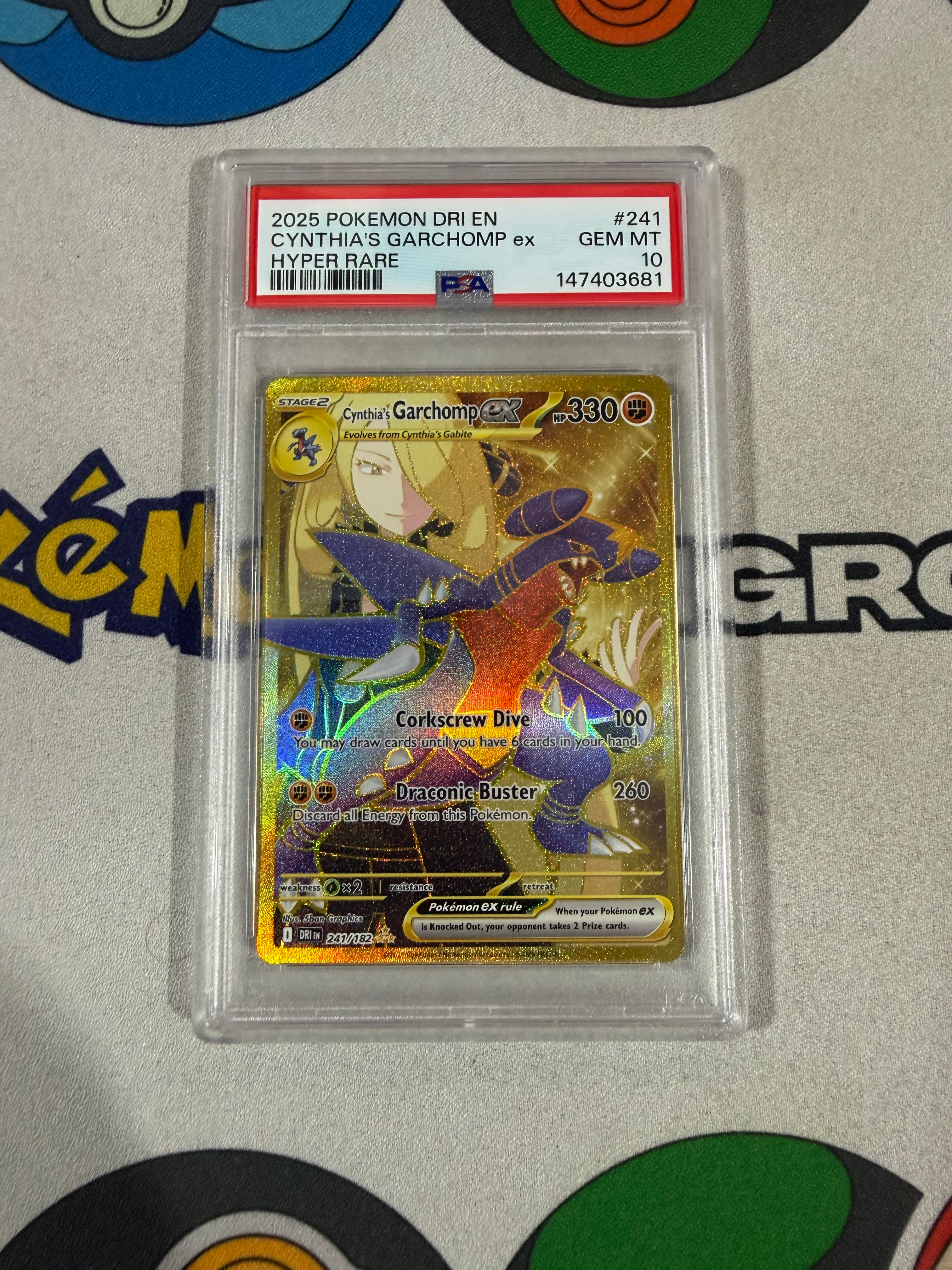 PSA 10 2025 POKEMON DRI EN-DESTINED RIVALS HYPER RARE #241 CYNTHIA'S GARCHOMP EX