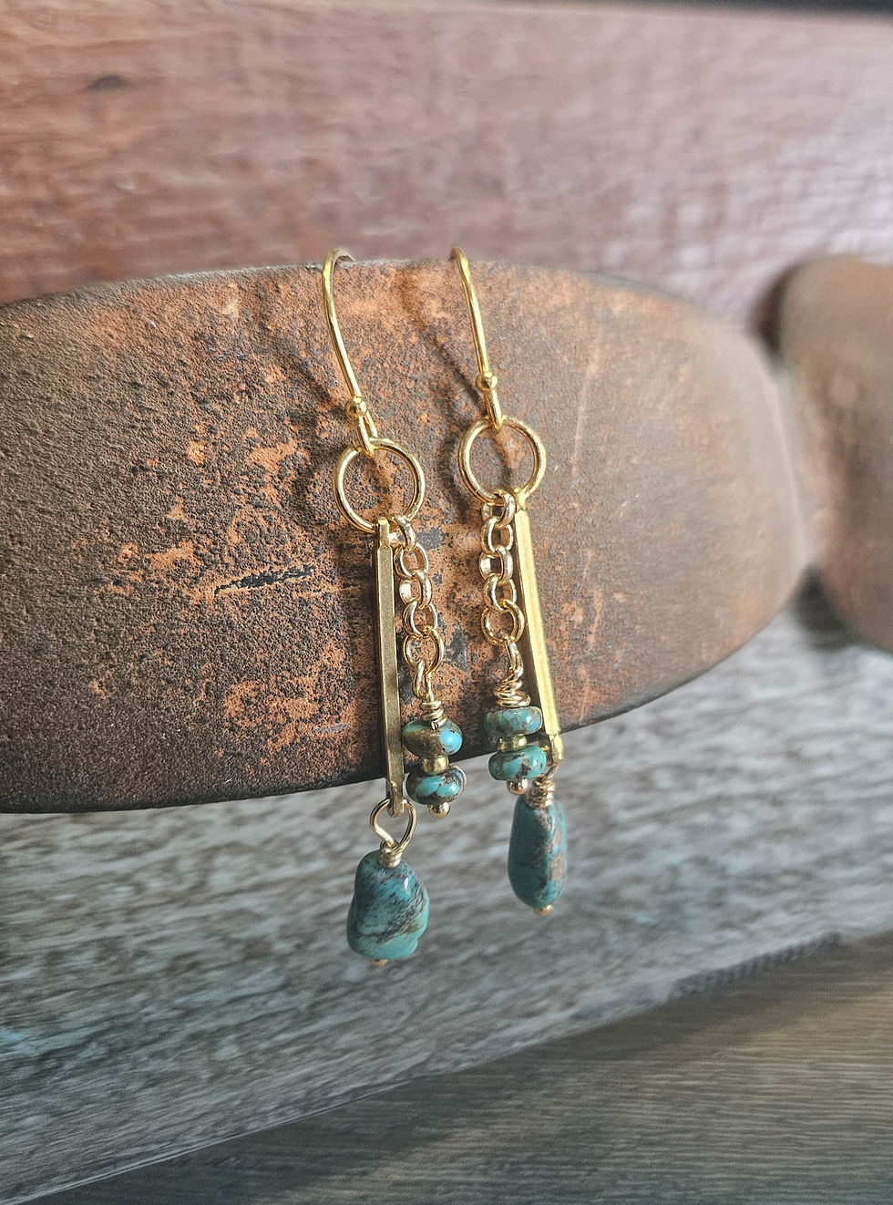 Thumbnail: Turquoise & Gold Dangles