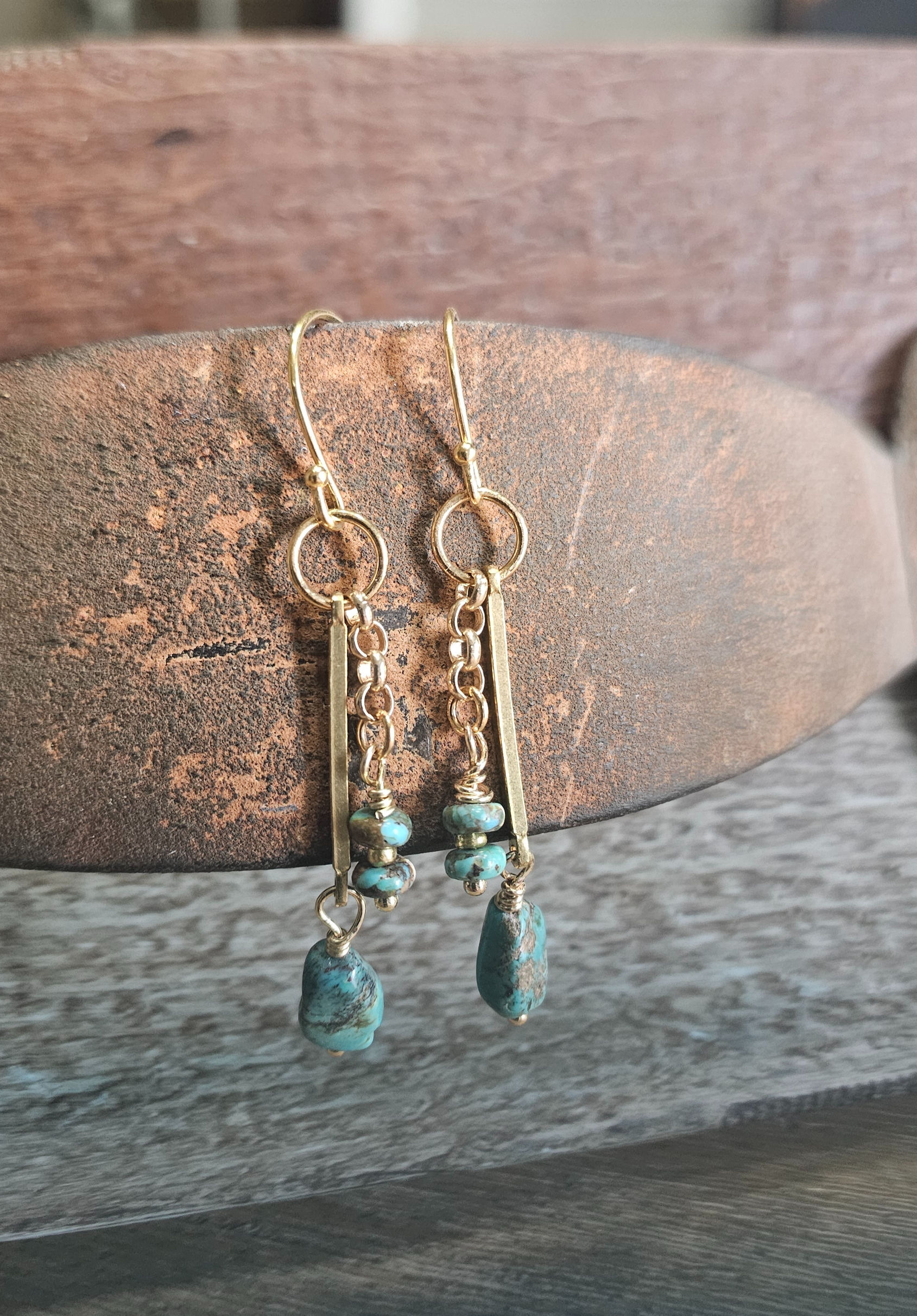 Turquoise & Gold Dangles