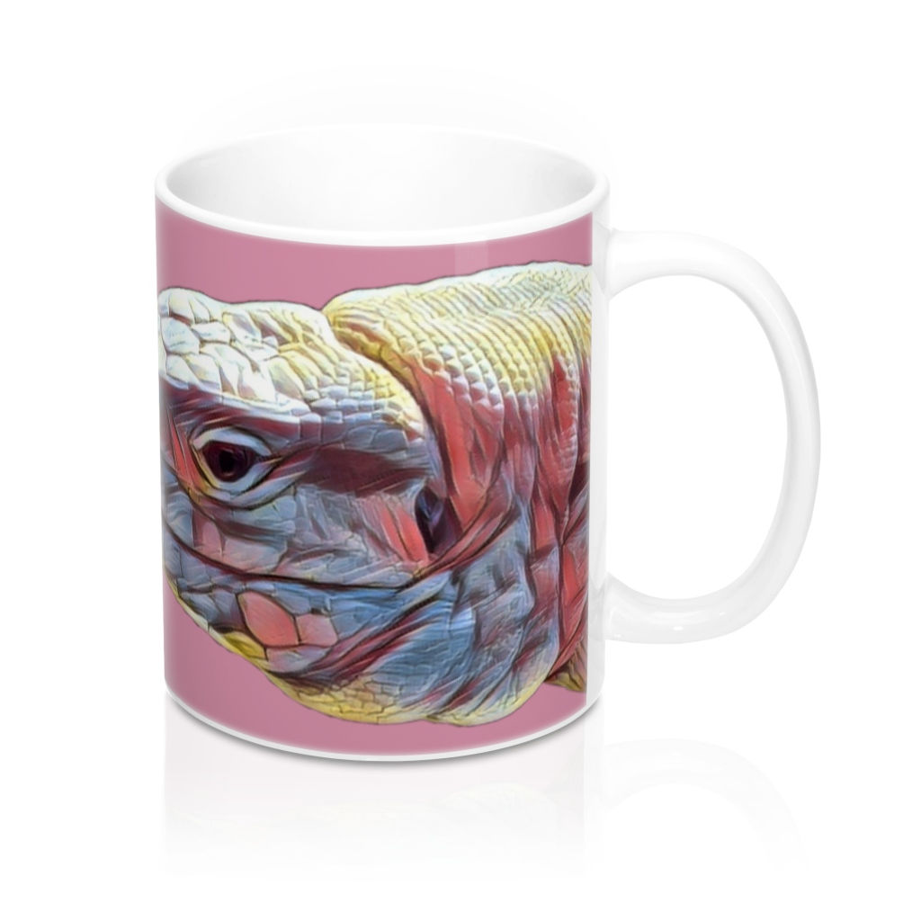 Polar Purple Tegu Lizard Design Mug 11oz, Tegu World, Tegu, Pink