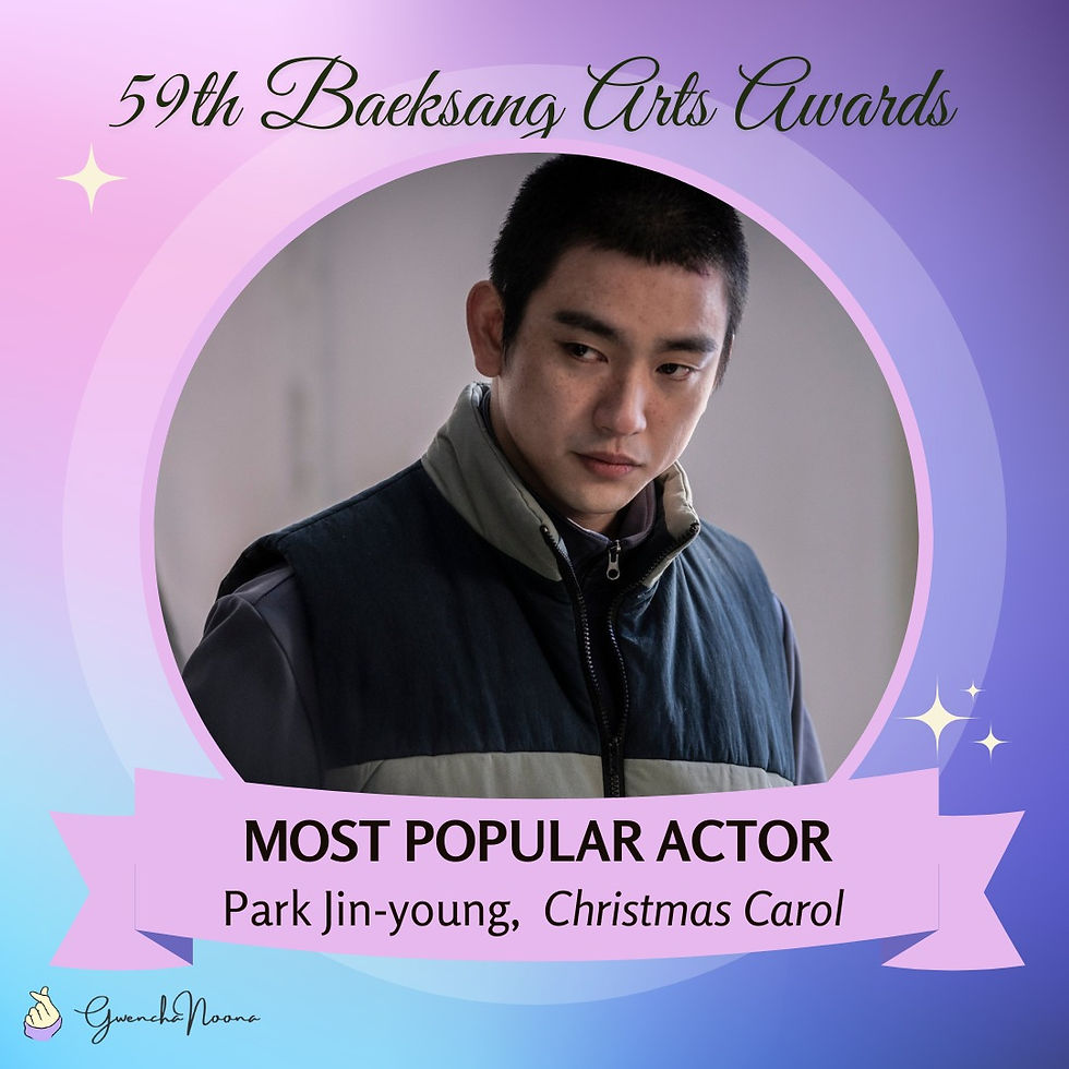 GwenchaNoona | 59th Baeksang Arts Awards: Most Popular Actor (Film): Park Jinyoung (Jinyoung), Christmas Carol