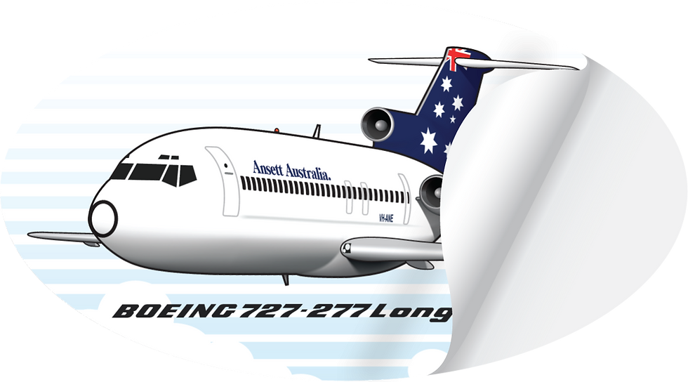 Miniature : Ansett Airlines - 727-277A & 727-277LR - AVIAtoon Sticker