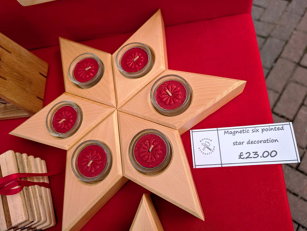 Thumbnail: Star shaped Wooden 6 Tealight Holder