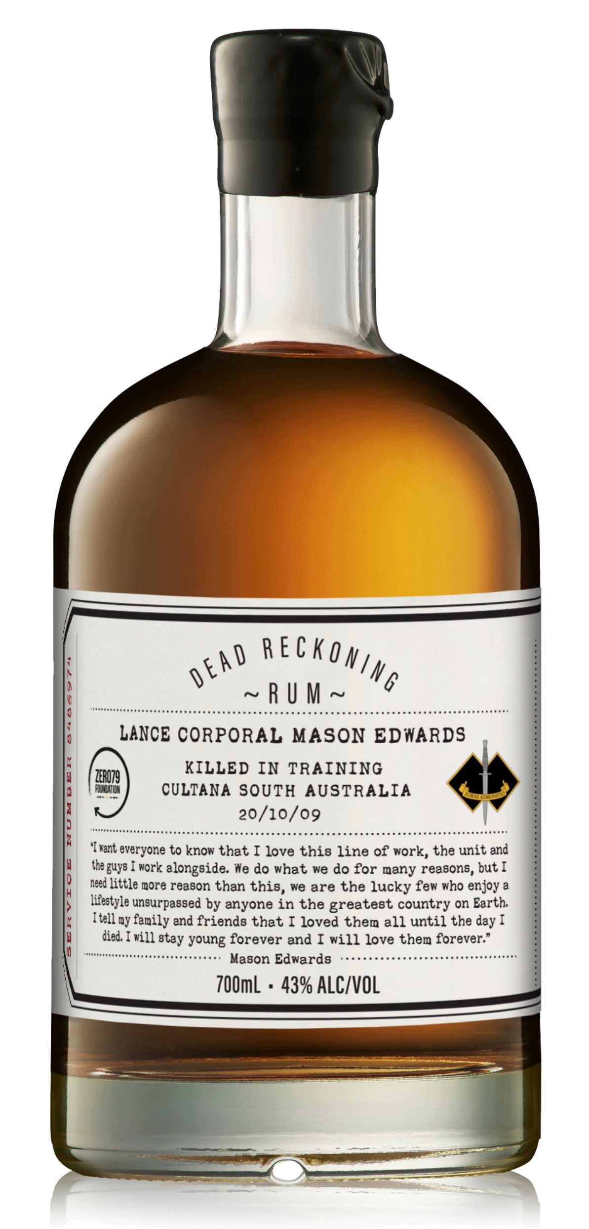 Lance Corporal Mason Edwards , Zero 79 foundation commemorative rum