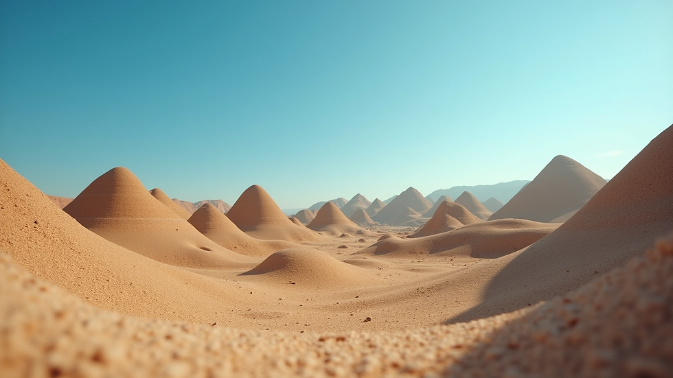 Eye-level view of the Chocolate Hills under a clear blue sky