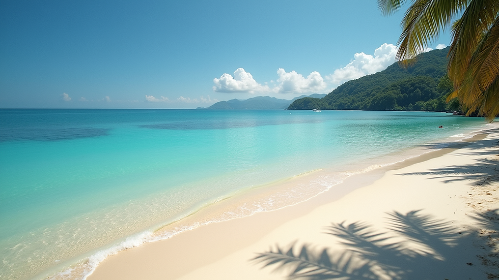 High angle view of a sandy beach with clear blue water in Panglao Island