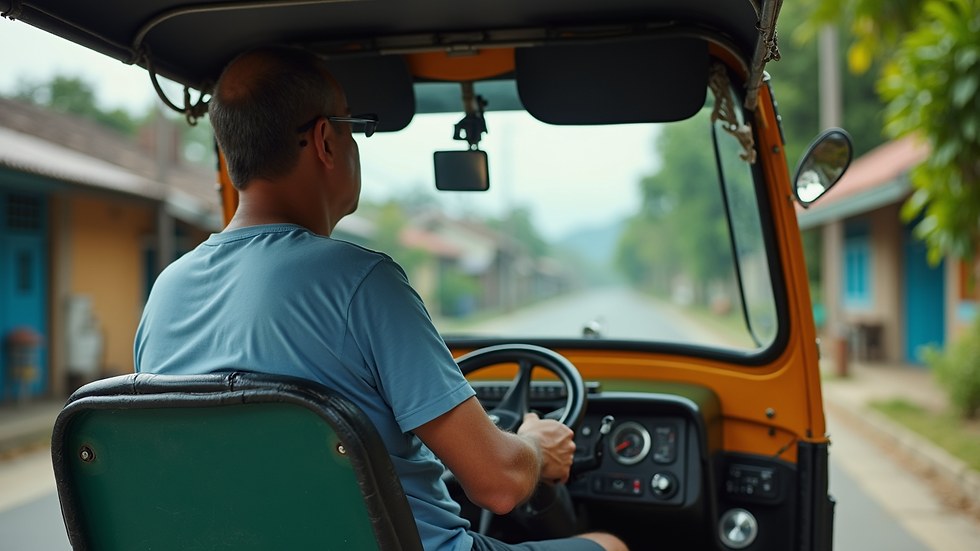 Close-up view of a tricycle driver waiting for passengers in a Bohol village