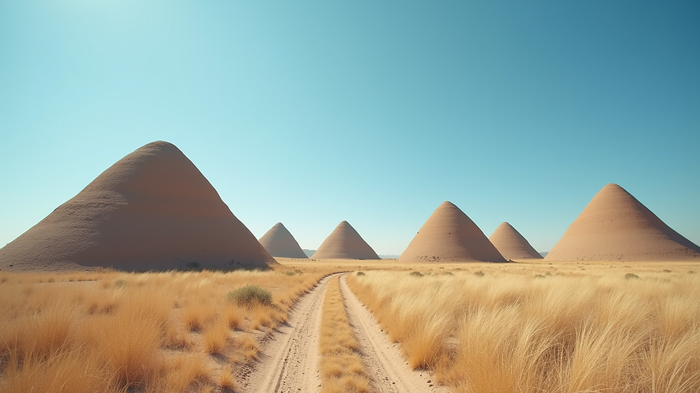 Eye-level view of the Chocolate Hills under a clear blue sky