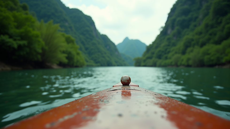 Close-up view of a boat cruising on the Loboc River surrounded by lush greenery