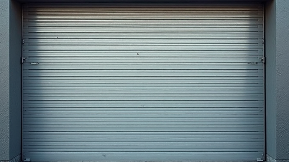 Close-up view of a steel garage door panel with a simple design