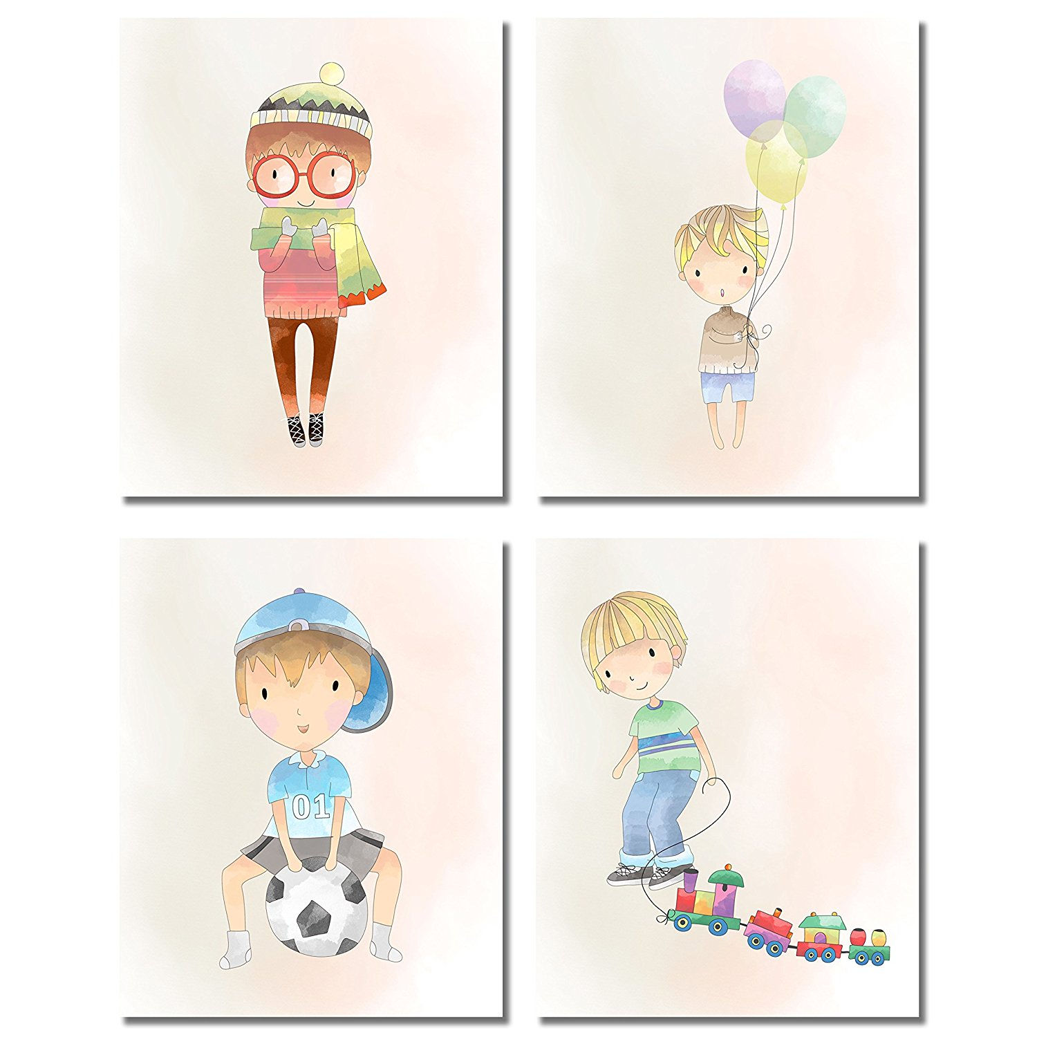 Cute Boys Nursery Prints - Set of Four Cool 8x10 Photos - Bedroom Wall Art Decor