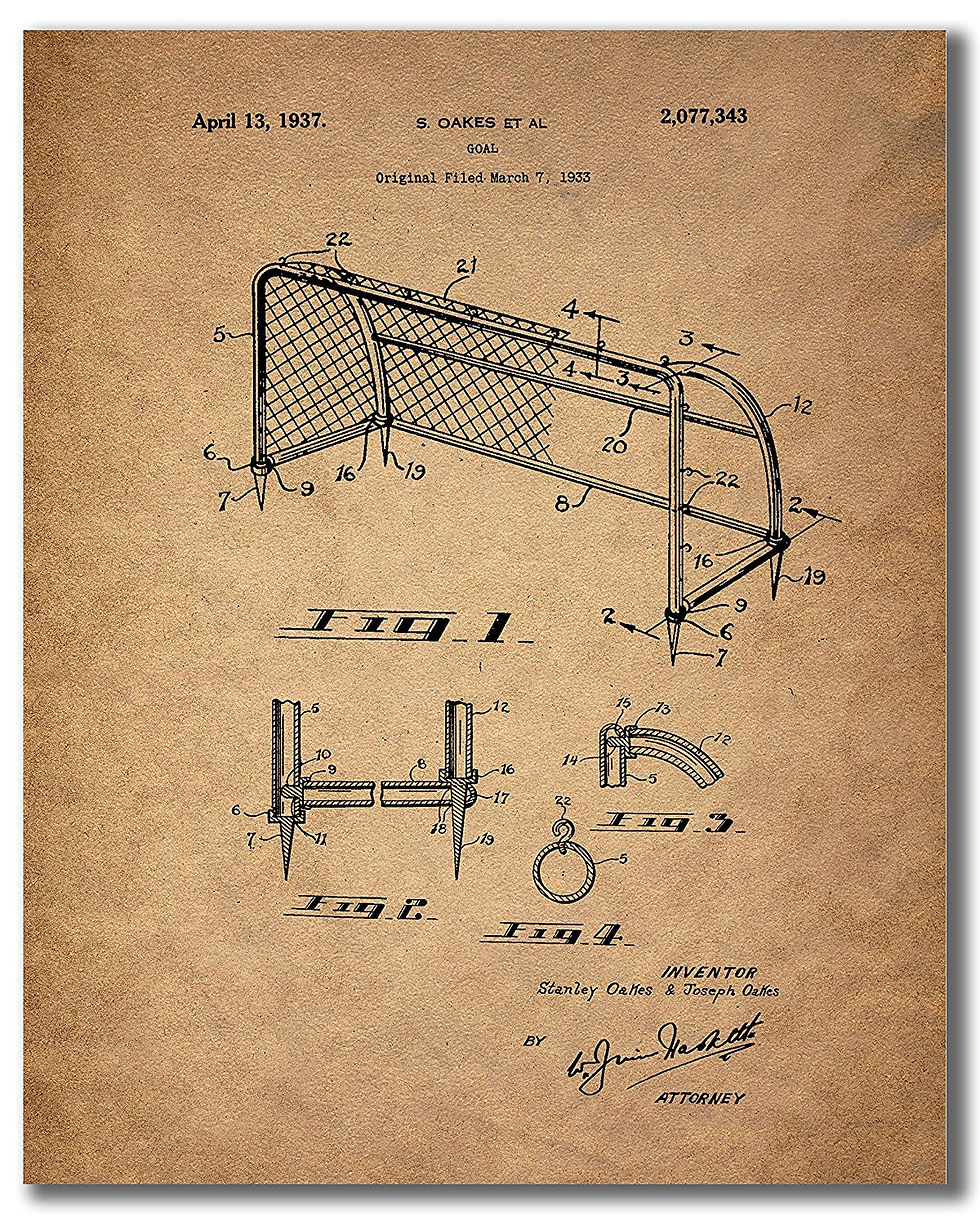 Thumbnail: Soccer Patent Wall Art Prints - Set of Six Vintage Photos