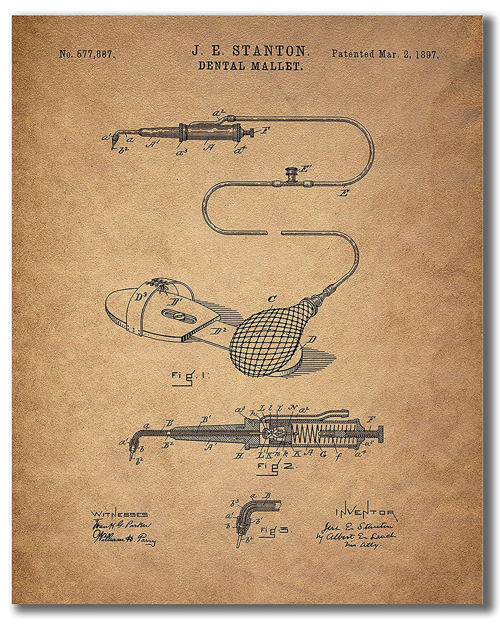Thumbnail: Dentist Patent Wall Art Prints - Set of Six Vintage Replica Photos