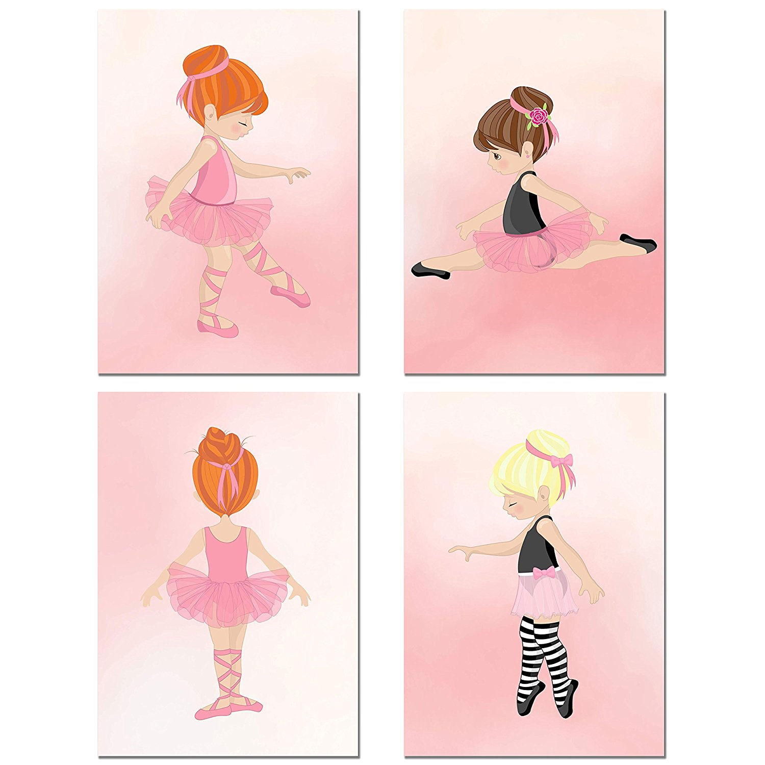 Little Ballerina Girl Prints - Set of 4 Baby Nursery Wall Art Decor Dance Photos