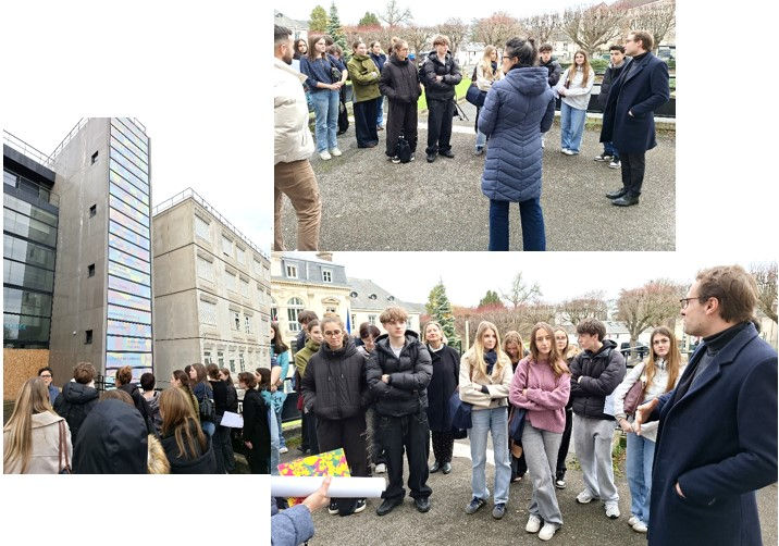 Dialogue improvisé, devant l'hôpital, avec le maire d'Orsay, Rémi Darmon
