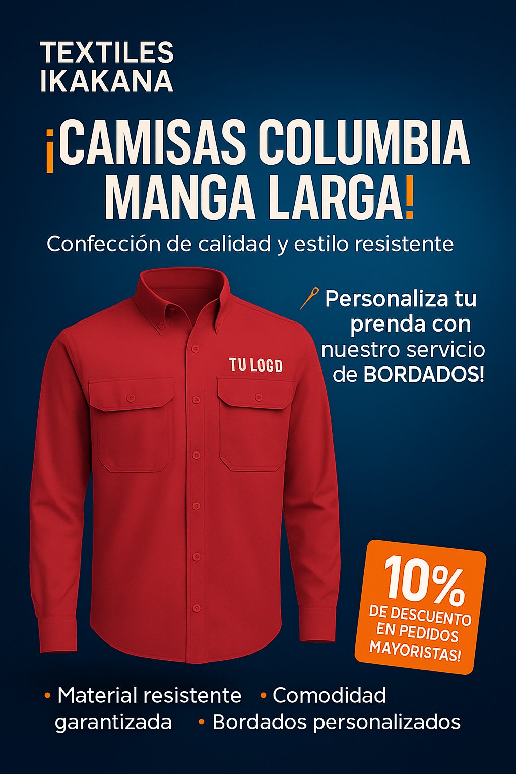 Camisa tipo columbia manga larga