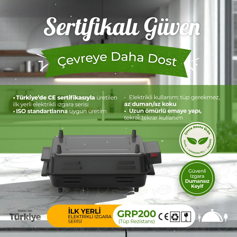 Küçük resim: GRP200 Tüp Rezistanslı Elektrikli Mangal