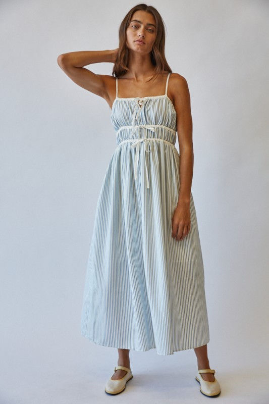 Thumbnail: Serena Striped Contrast Strap Sundress Midi Dress