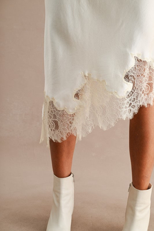 Thumbnail: Skye Satin Lace Midi Skirt