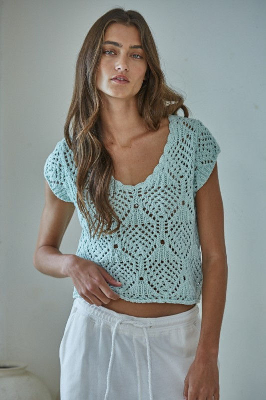 Ria Mint Crochet Top