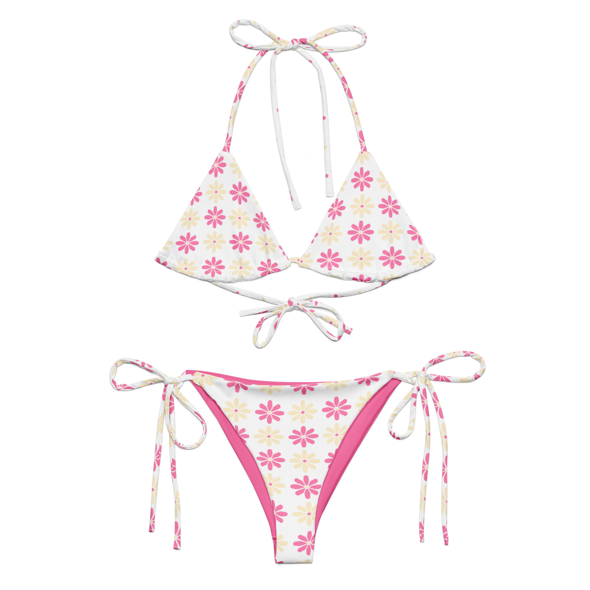 Pink & Yellow Flowers Bikini