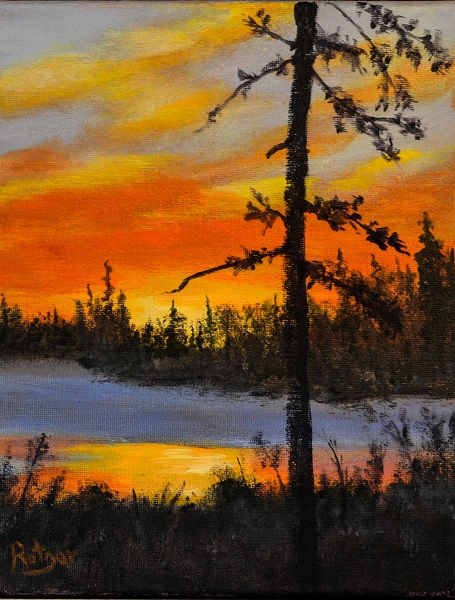 4--F-24 Sunset Cloudy Lake 8x10