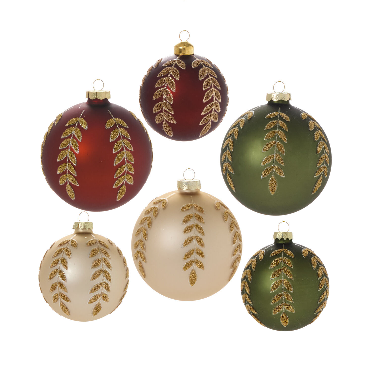 Cream/Gold 3" Beaded Leaf Ornament