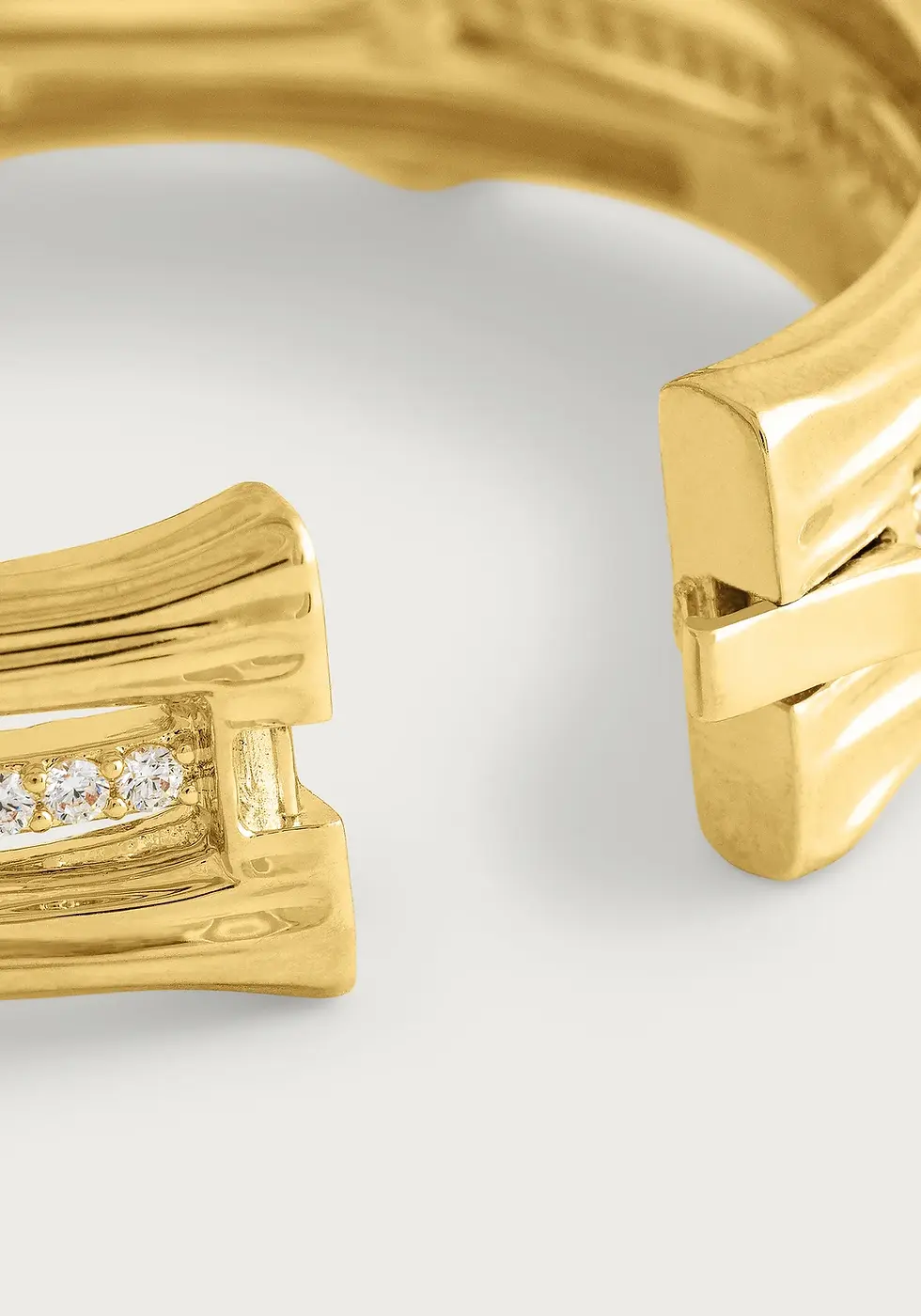 Thumbnail: Gold Bamboo Stacked Hinge Bangle