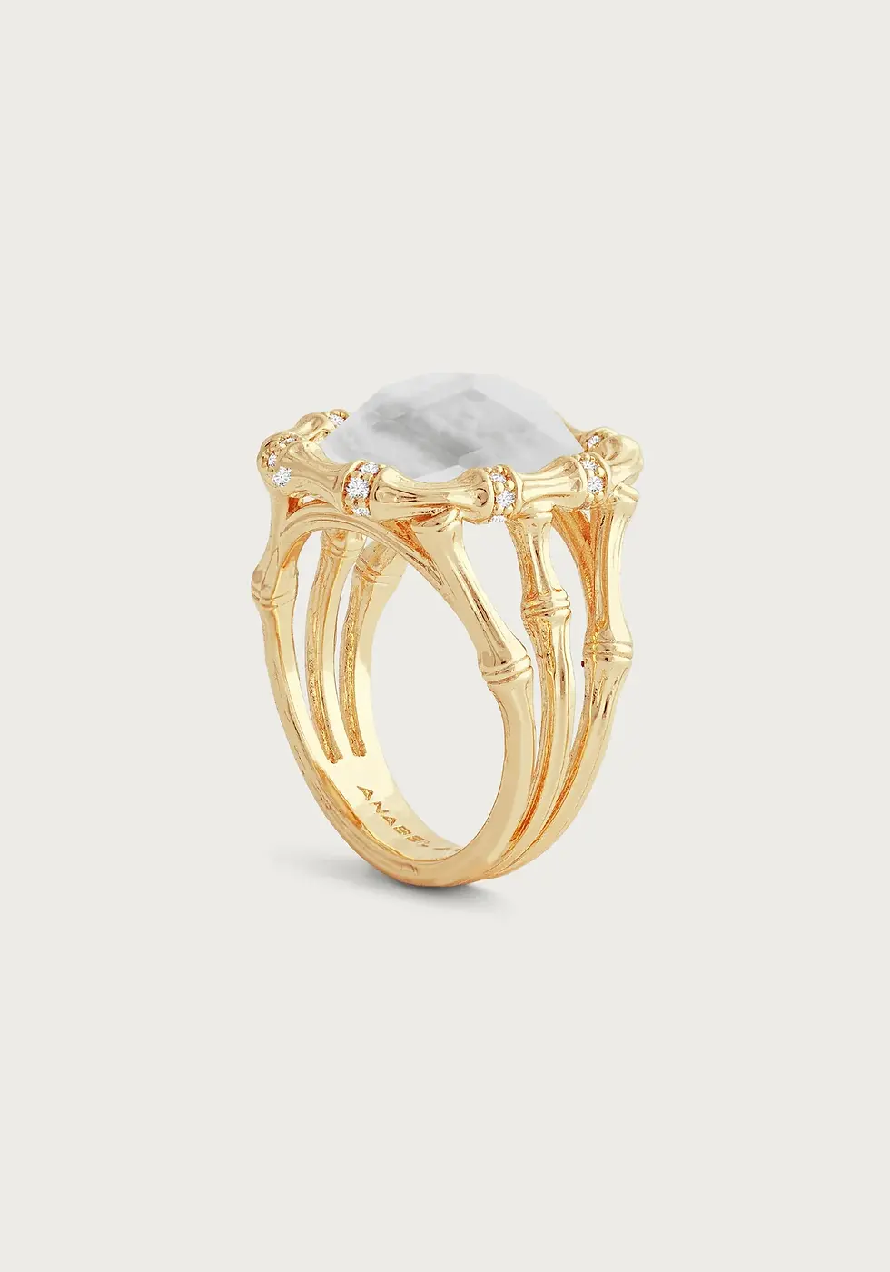 Thumbnail: Bamboo With Stone Ring - Mother Of Pearl