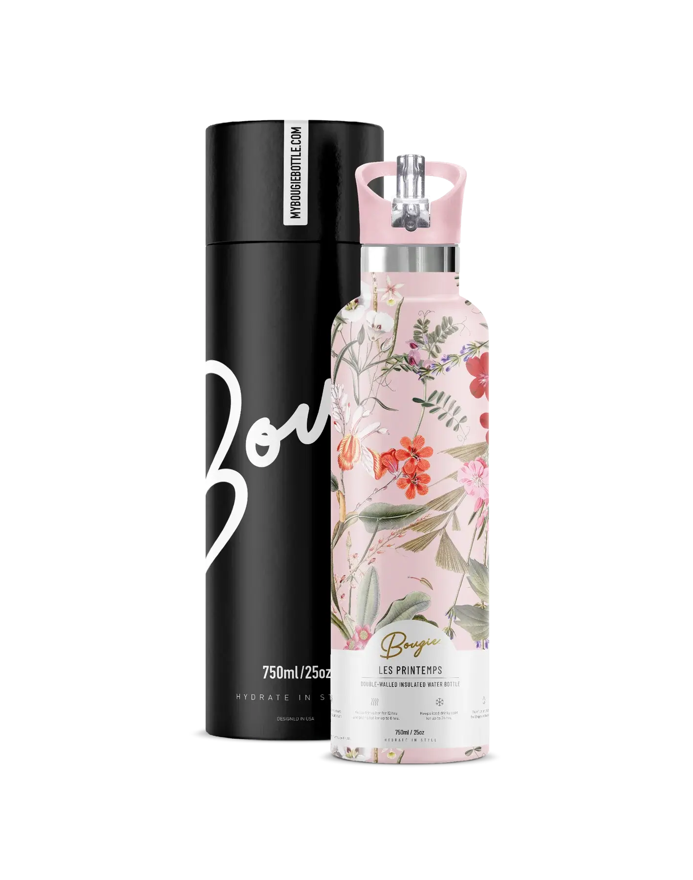 Les Printemps I Spring Floral 25oz. Insulated Water Bottle