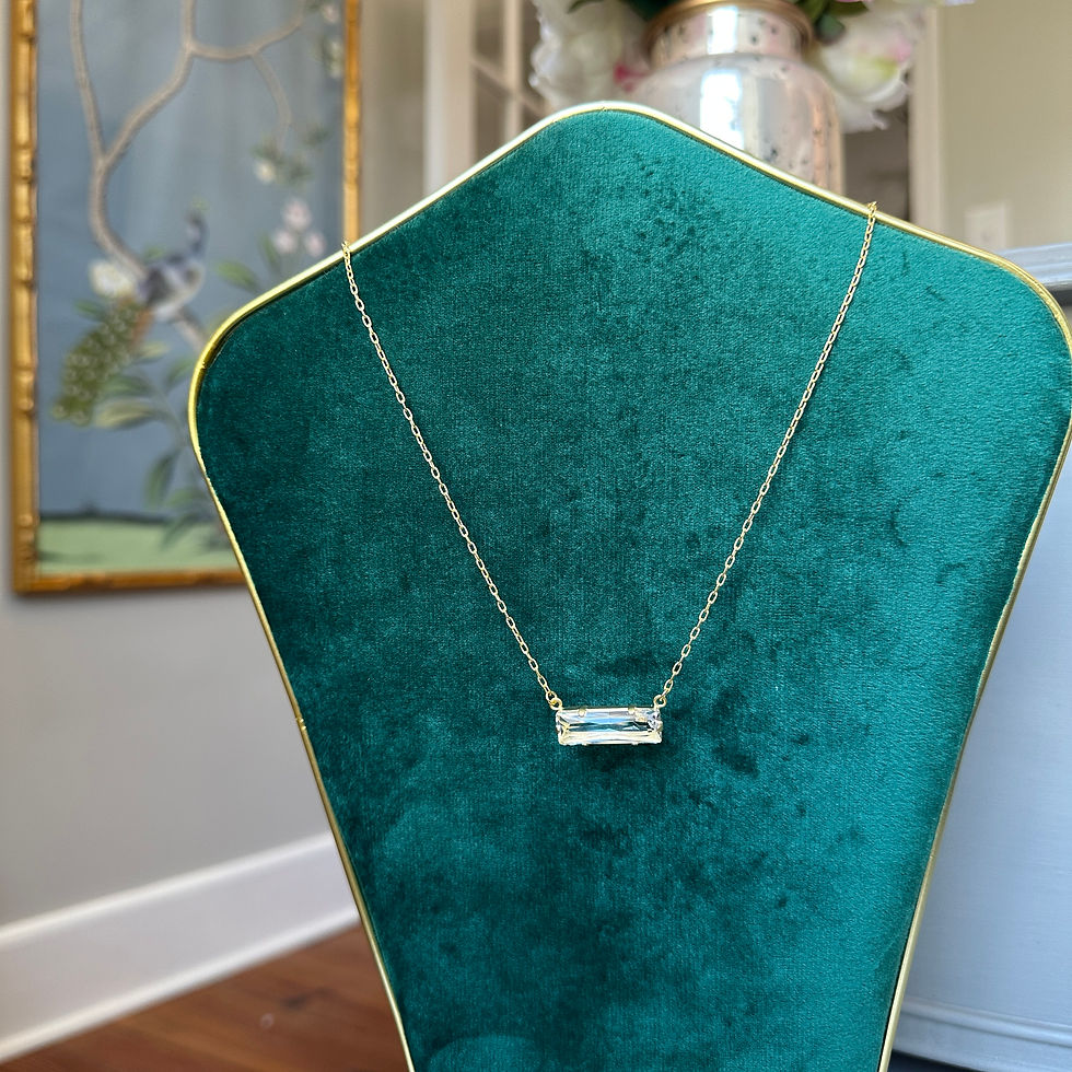 1078G Gold Rectangular Crystal Necklace