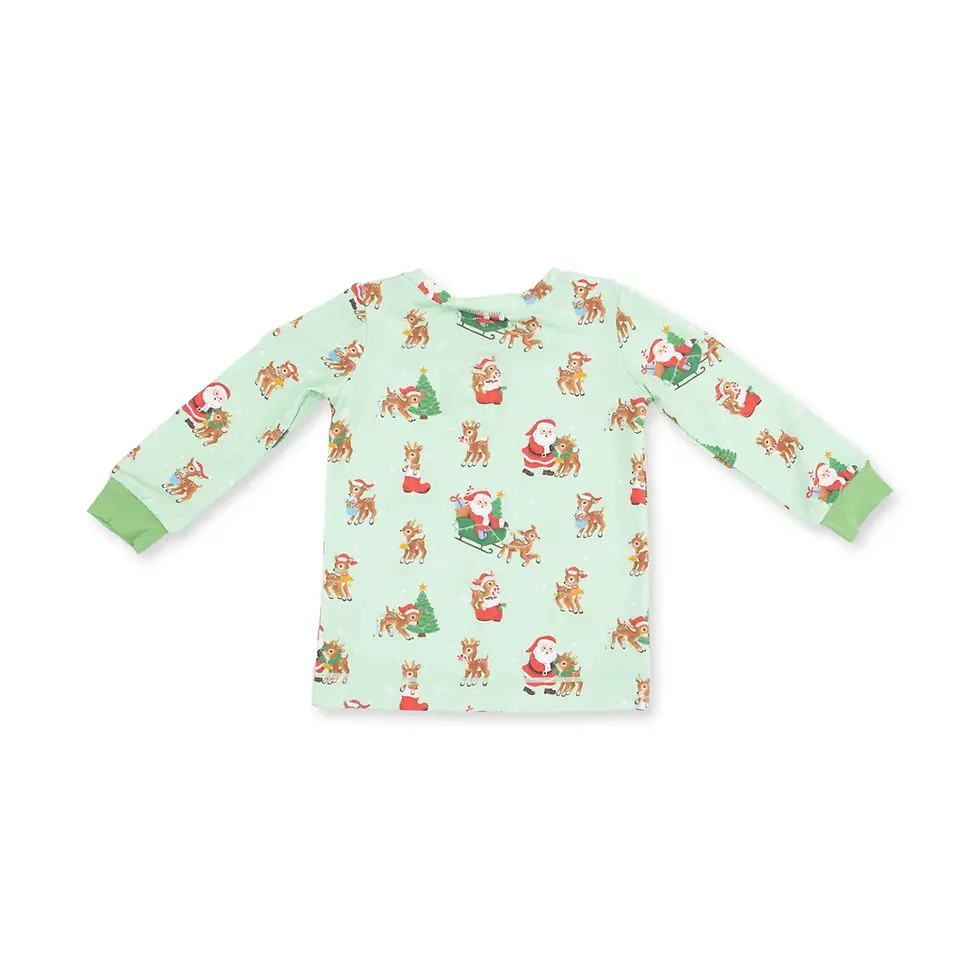 Thumbnail: Vintage Reindeer & Santa Short Sleeve Loungewear Set