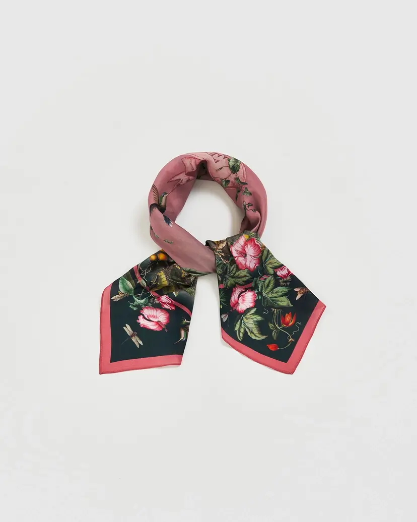 Thumbnail: Circe Teal Narrative Silk Blend Square Scarf