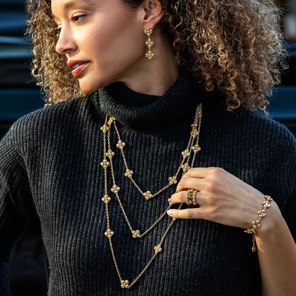 Thumbnail: Berry Clover Double Sided Necklace, 28" - Gold