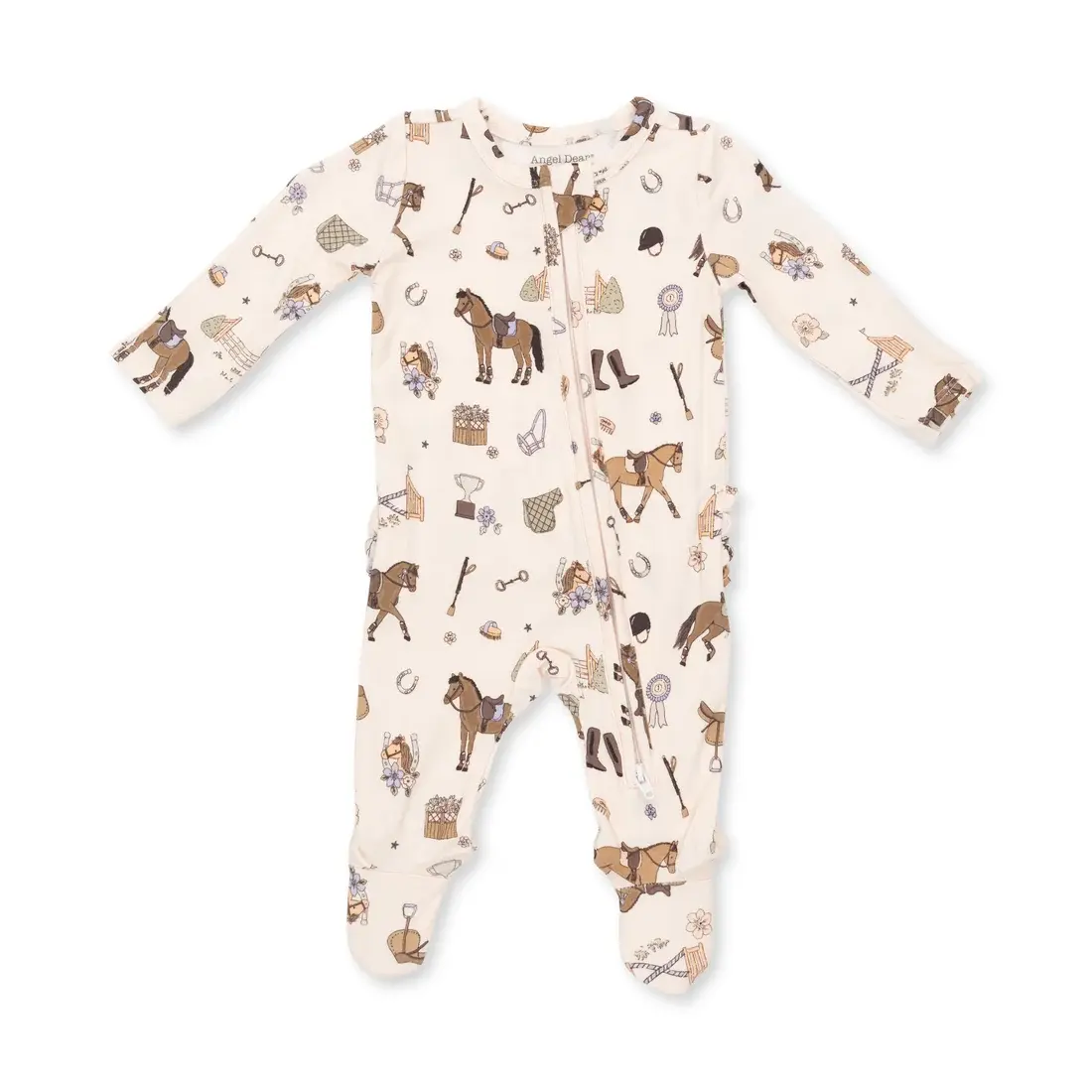 Pretty Equestrian 2 Way Ruffle Back Zipper Footie