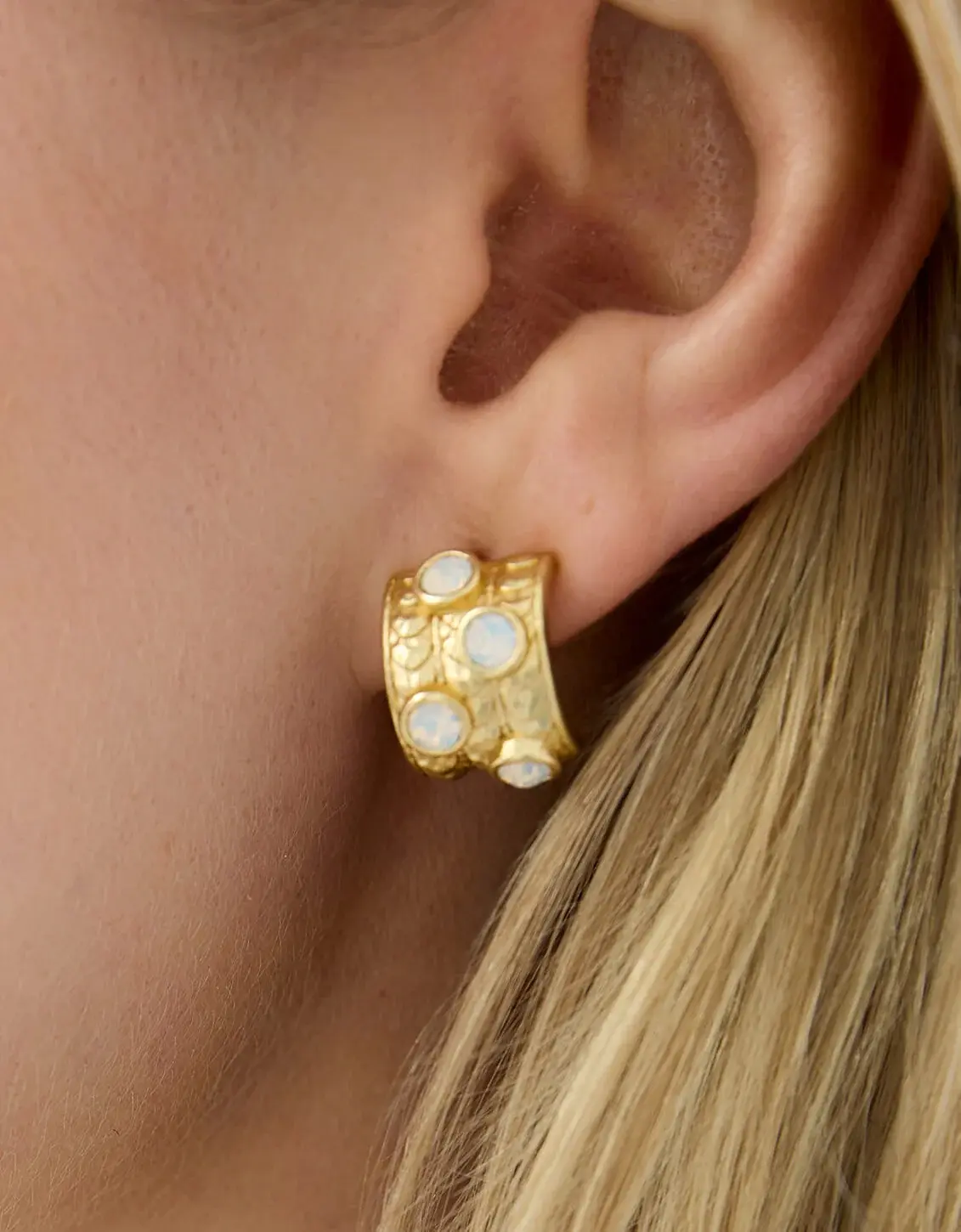 Karissa Hoop Earrings White Opal