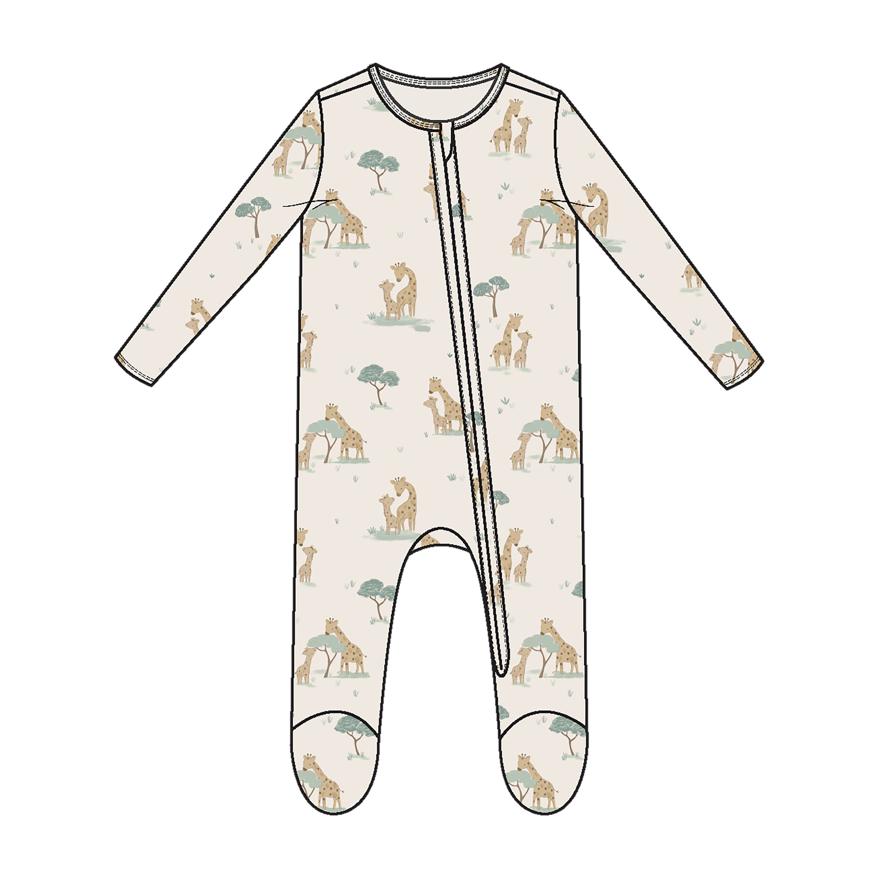 Giraffe Families 2-Way Zipper Footie