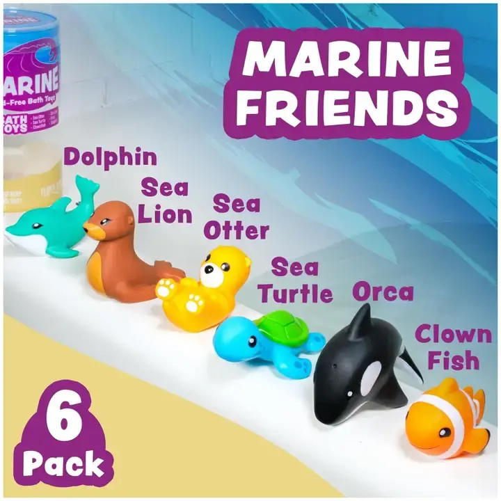 Thumbnail: Tub Works® Marine™ Mold Free Bath Toys, 6 Pack