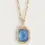 Thumbnail: Bamboo With Stone Pendant Necklace - Iridescent Swiss Blue