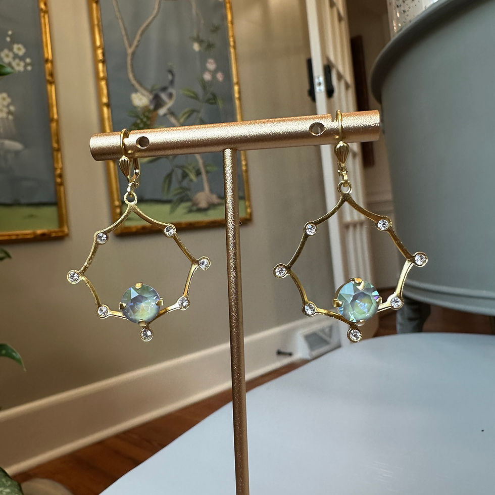 Aqua Sky 8828G Gold Octagon Earrings