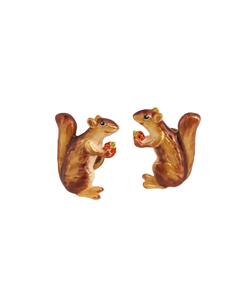 Enamel Cheeky Squirrel Stud Earrings