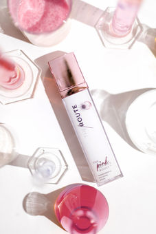 Product photography and styling for THE ROUTE Beauty Pink Peptide Boost Launch