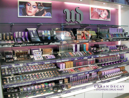 In-store visual merchandising and retail display for Urban Decay Cosmetics